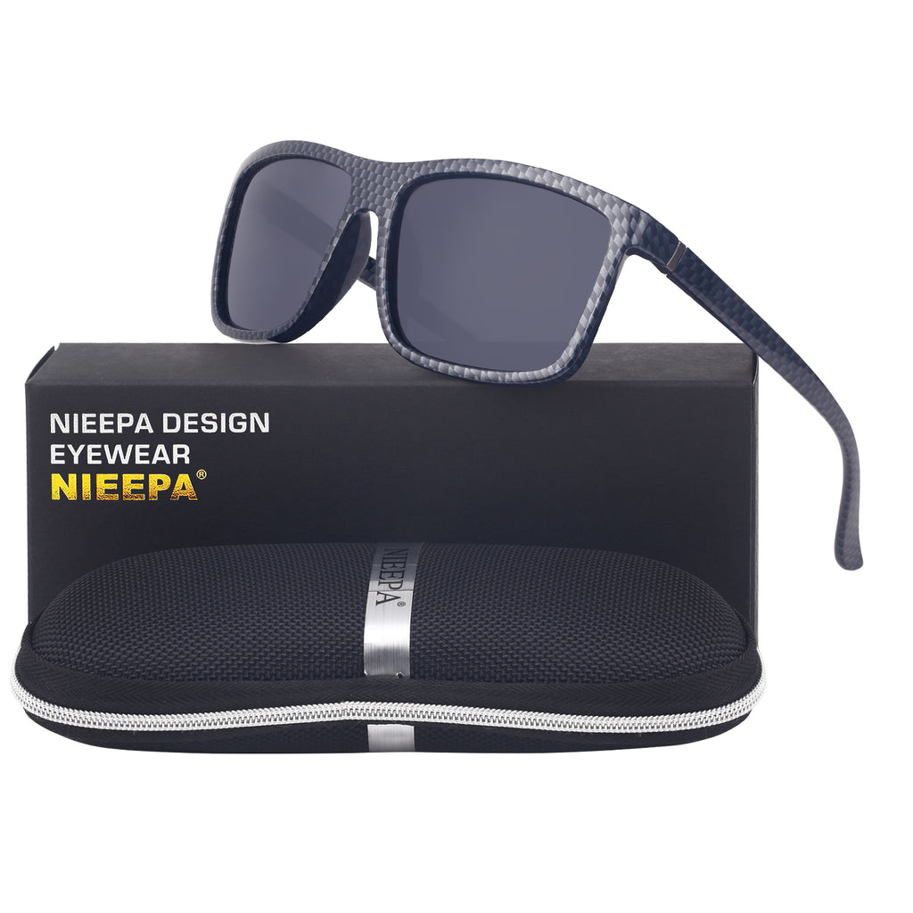 NIEEPA Men's Driving Sports Polarized Sunglasses Square Wayfarer Plastic Frame Glasses NUS1007