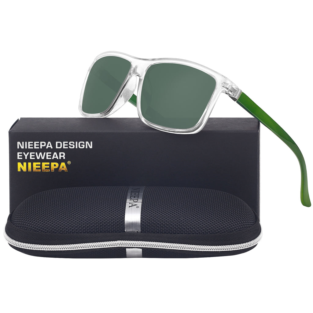 NIEEPA Men's Driving Sports Polarized Sunglasses Square Wayfarer Plastic Frame Glasses NUS1007
