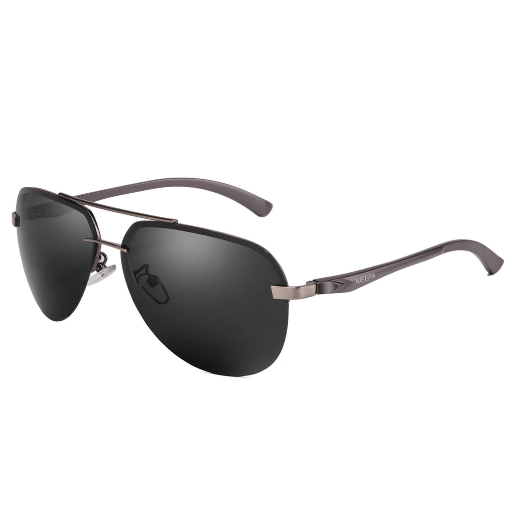 NIEEPA Polarized Aviator Sunglasses For Men Women Half Frame Spring Hinges Sun Glasses UV400