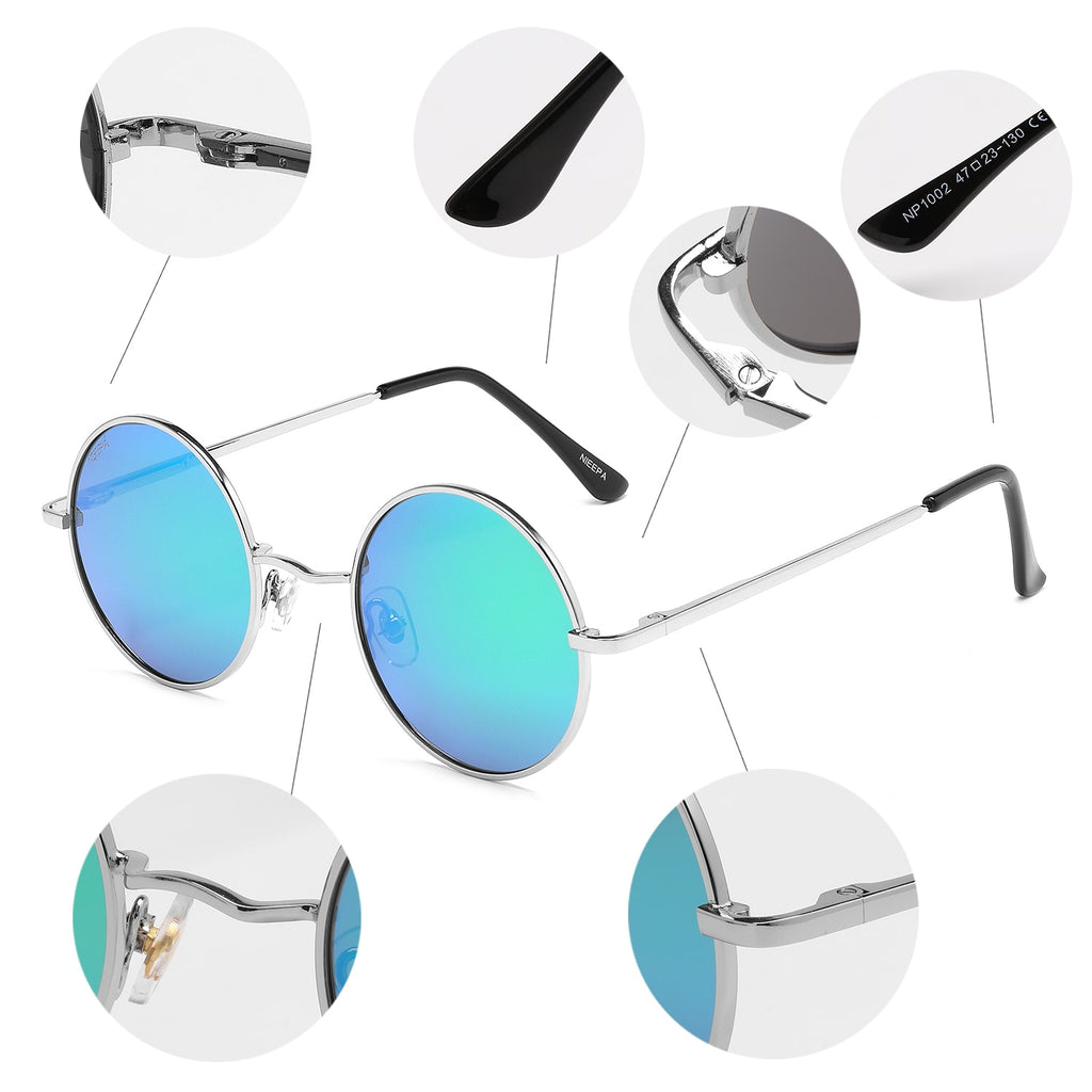 NIEEPA John Lennon Vintage Round Polarized Hippie Sunglasses Small Circle Sun Glasses NP1002
