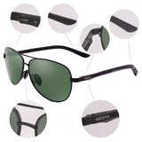 NIEEPA Aviator Polarized Sunglasses Mens Al-Mg Metal Ultra Light Frame Driving Glasses