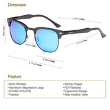 NIEEPA Semi Rimless Polarized Sunglasses Classic Brand Sun Glasses Retro Aluminum Magnesium Temple Glasses With Rivets