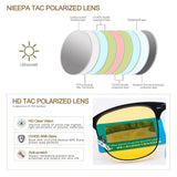 NIEEPA Semi Rimless Polarized Sunglasses Classic Brand Sun Glasses Retro Ultra Light Stainless steel Frame With Rivets
