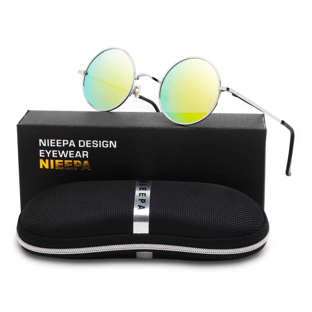 NIEEPA John Lennon Vintage Round Polarized Hippie Sunglasses Small Circle Sun Glasses NP1002