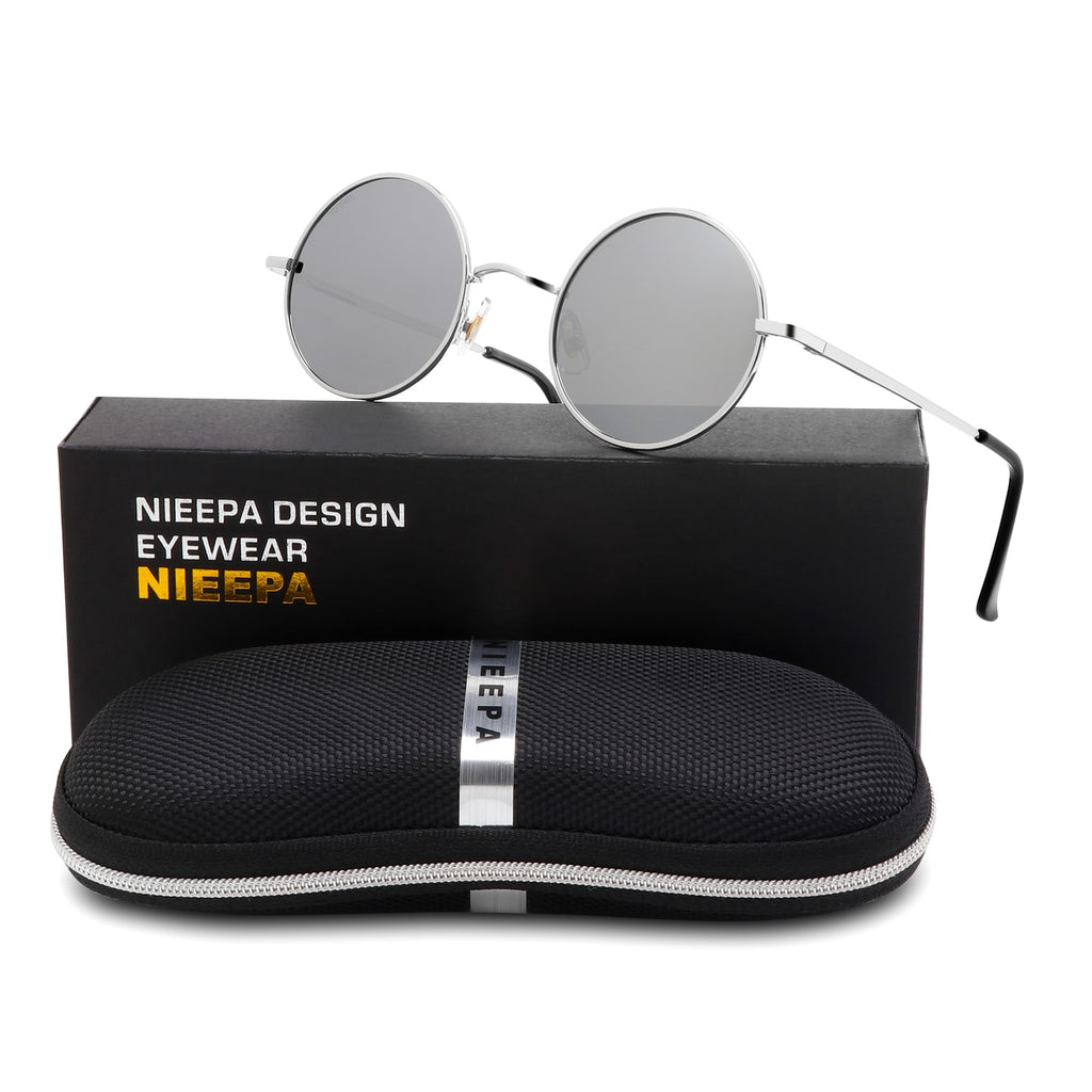 NIEEPA John Lennon Vintage Round Polarized Hippie Sunglasses Small Circle Sun Glasses NP1002