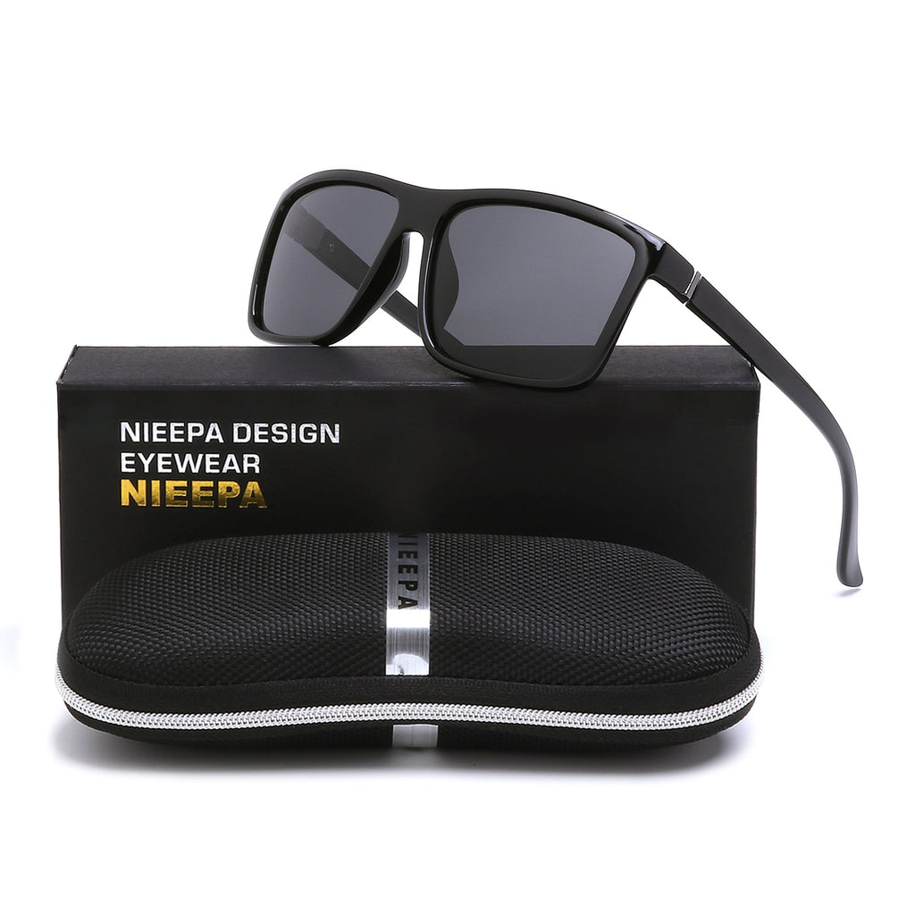 NIEEPA Men's Driving Sports Polarized Sunglasses Square Wayfarer Plastic Frame Glasses NUS1007