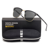 NIEEPA Semi Rimless Polarized Sunglasses Classic Brand Sun Glasses Retro Ultra Light Stainless steel Frame With Rivets