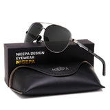 NIEEPA Aviator Polarized Sunglasses Mens Al-Mg Metal Ultra Light Frame Driving Glasses
