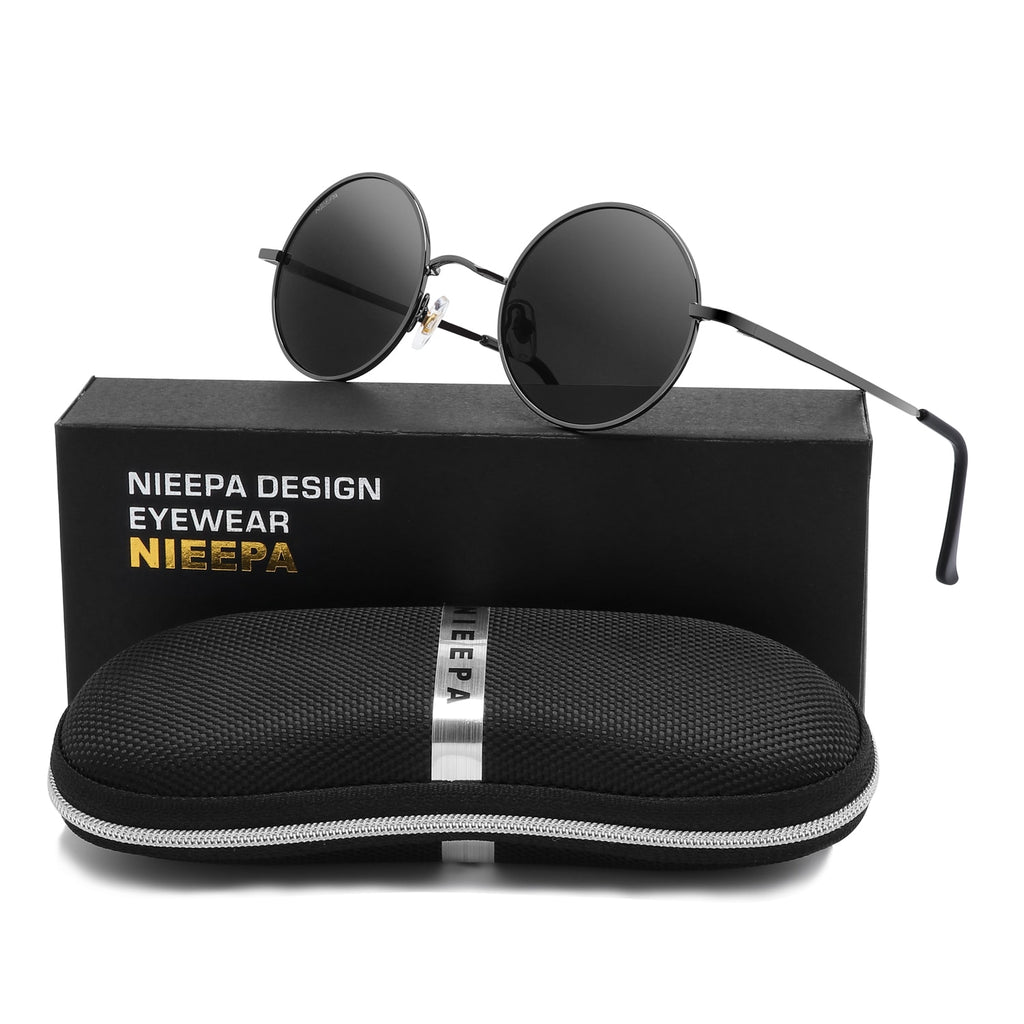 NIEEPA John Lennon Vintage Round Polarized Hippie Sunglasses Small Circle Sun Glasses NP1002