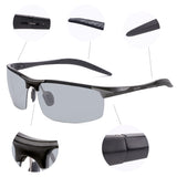 NIEEPA Photochromatic Mens Al-Mg Sports Polarized Sunglasses For Driving Ride Cycling Metal Unbreakable Frame Glasses