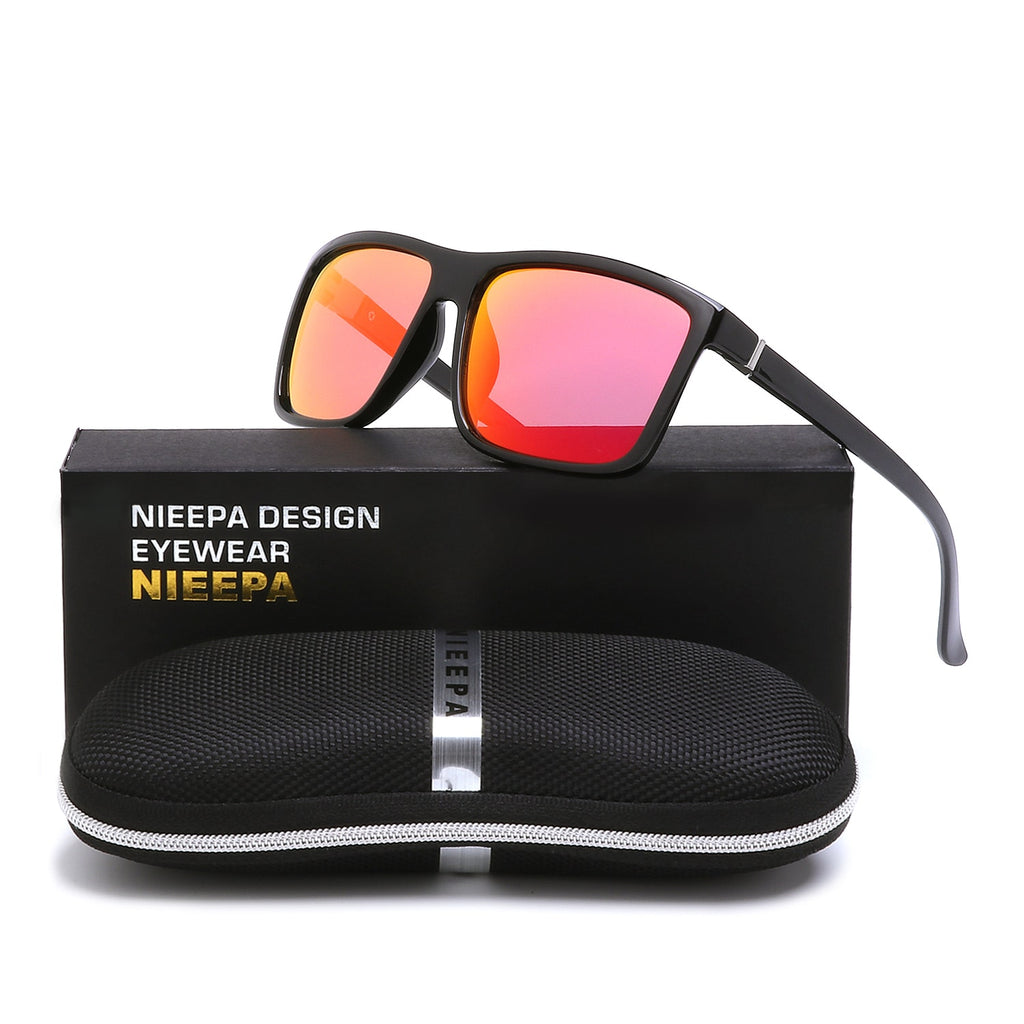 NIEEPA Men's Driving Sports Polarized Sunglasses Square Wayfarer Plastic Frame Glasses NUS1007
