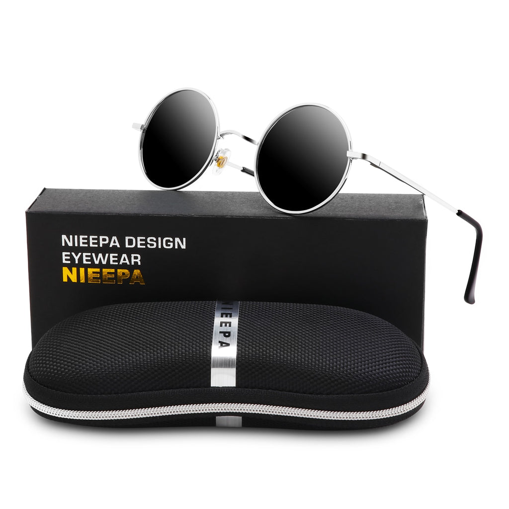 NIEEPA John Lennon Vintage Round Polarized Hippie Sunglasses Small Circle Sun Glasses NP1002
