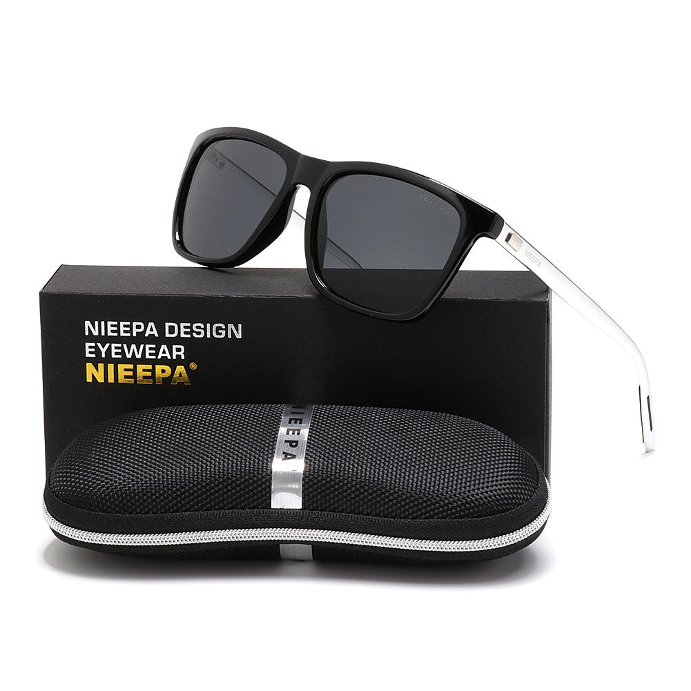 NIEEPA Square Polarized Sunglasses Aluminum Magnesium Temple Retro Dri –  NIEEPA Sunglasses Store