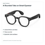 Round AI Camera Glasses with Three-Lens Set and App Translation