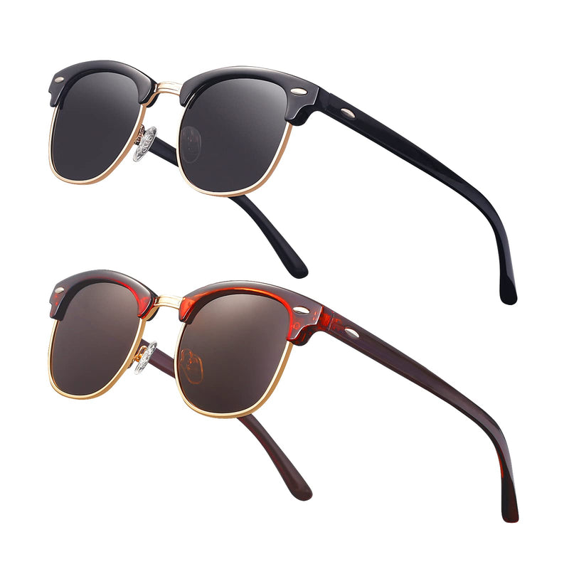 NIEEPA 1006 Classic Semi-Rimless Polarized Sunglasses - 2-Pack