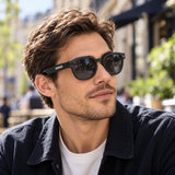 Round AI Camera Glasses with Three-Lens Set and App Translation