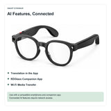 Round AI Camera Glasses with Three-Lens Set and App Translation