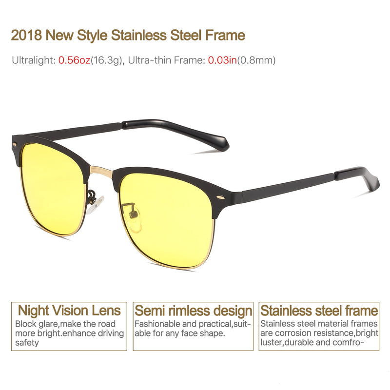 NIEEPA Semi Rimless Polarized Sunglasses Classic Brand Sun Glasses Retro Ultra Light Stainless steel Frame With Rivets
