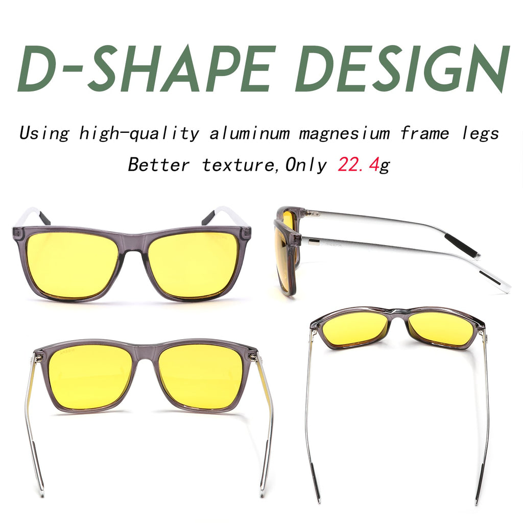NIEEPA Square Polarized Night Vision Sunglasses Aluminum Magnesium Temple Retro Driving Sun Glasses