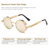 Steampunk Round Polarized Sunglasses Retro Vintage Spring Metal Hippie Classic Gothic Glasses