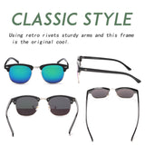 NIEEPA Semi Rimless Polarized Sunglasses Classic Brand Sun Glasses With Metal Retro Rivets