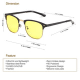 NIEEPA Semi Rimless Polarized Sunglasses Classic Brand Sun Glasses Retro Ultra Light Stainless steel Frame With Rivets