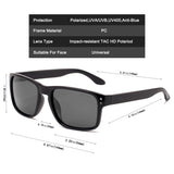 Square Polarized Sunglasses Retro Classic Stylish Vintage Driving Glasses