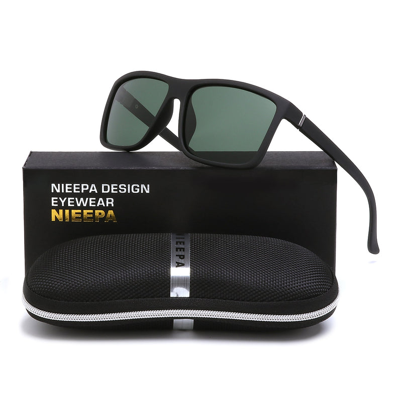 NIEEPA Men's Driving Sports Polarized Sunglasses Square Wayfarer Plastic Frame Glasses NUS1007