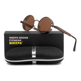 Steampunk Round Polarized Sunglasses Retro Vintage Spring Metal Hippie Classic Gothic Glasses