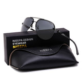 NIEEPA Polarized Aviator Sunglasses For Men Women Half Frame Spring Hinges Sun Glasses UV400