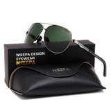 NIEEPA Aviator Polarized Sunglasses Mens Al-Mg Metal Ultra Light Frame Driving Glasses