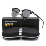 NIEEPA Semi Rimless Polarized Sunglasses Classic Brand Sun Glasses With Metal Retro Rivets