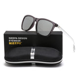 NIEEPA Square Polarized Sunglasses Aluminum Magnesium Temple Retro Driving Sun Glasses