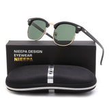 NIEEPA Semi Rimless Polarized Sunglasses Classic Brand Sun Glasses With Metal Retro Rivets