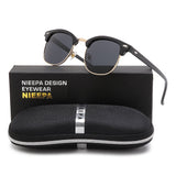 NIEEPA Semi Rimless Polarized Sunglasses Classic Brand Sun Glasses With Metal Retro Rivets
