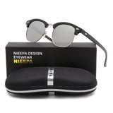 NIEEPA Semi Rimless Polarized Sunglasses Classic Brand Sun Glasses With Metal Retro Rivets
