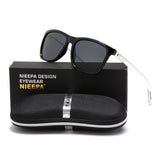 NIEEPA Square Polarized Sunglasses Aluminum Magnesium Temple Retro Driving Sun Glasses